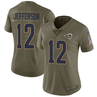 Nike Los Angeles Rams #12 Van Jefferson Olive Women's Stitched NFL Limited 2017 Salute To Service Jersey